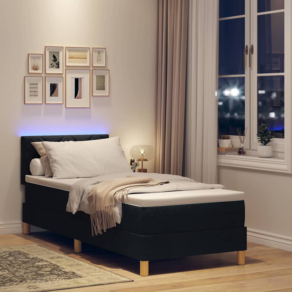 Boxspringbett mit Matratze Schwarz 80 x 200 cm Stoff