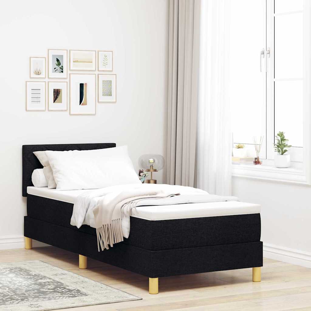 LED Boxspringbett mit Kissen Schwarz 80 x 200 cm Stoff