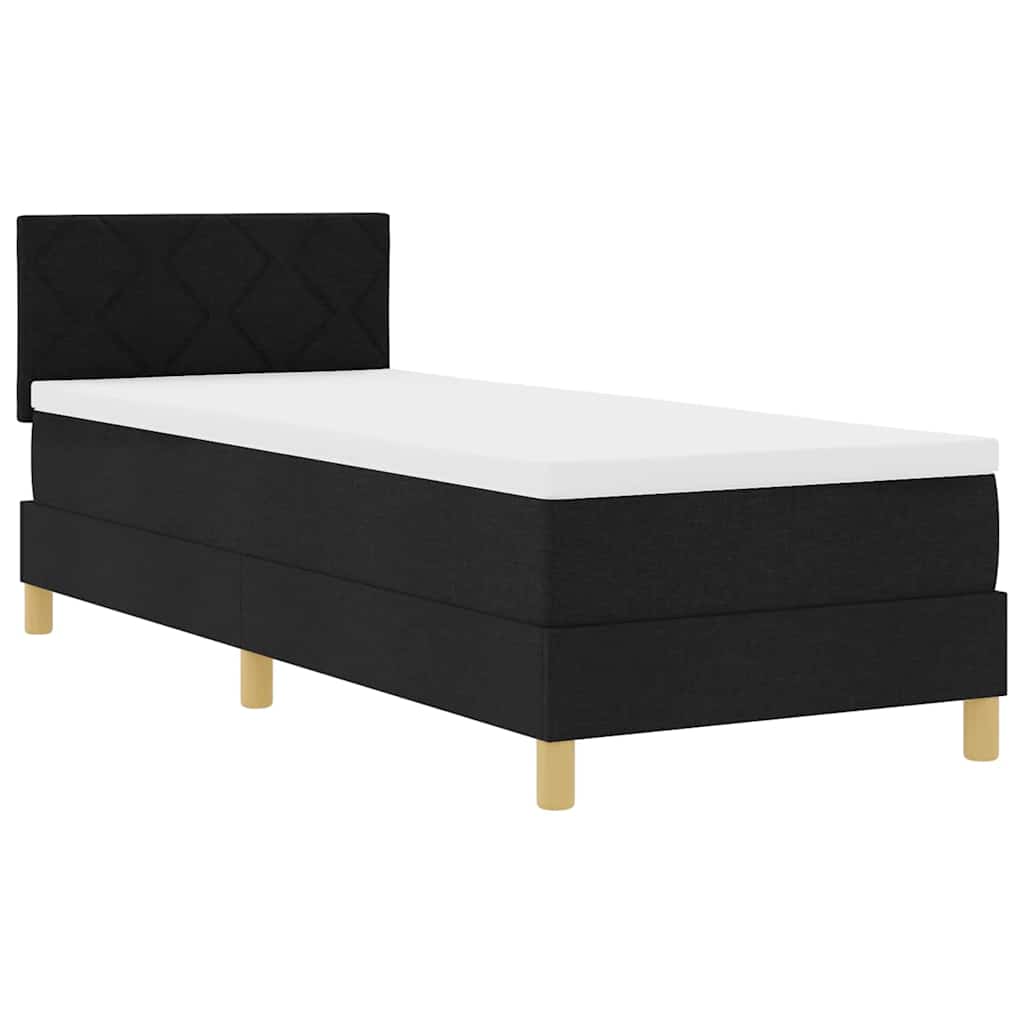 LED Boxspringbett mit Kissen Schwarz 80 x 200 cm Stoff
