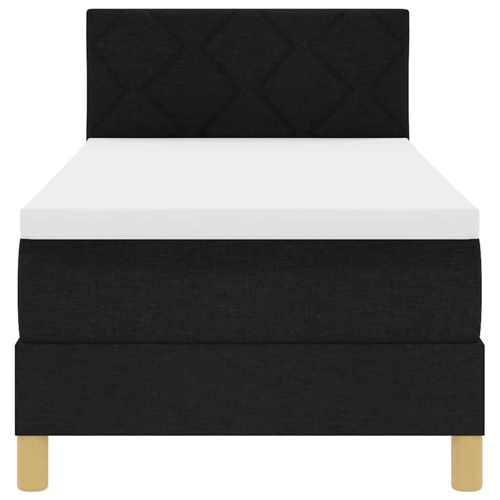 LED Boxspringbett mit Kissen Schwarz 80 x 200 cm Stoff