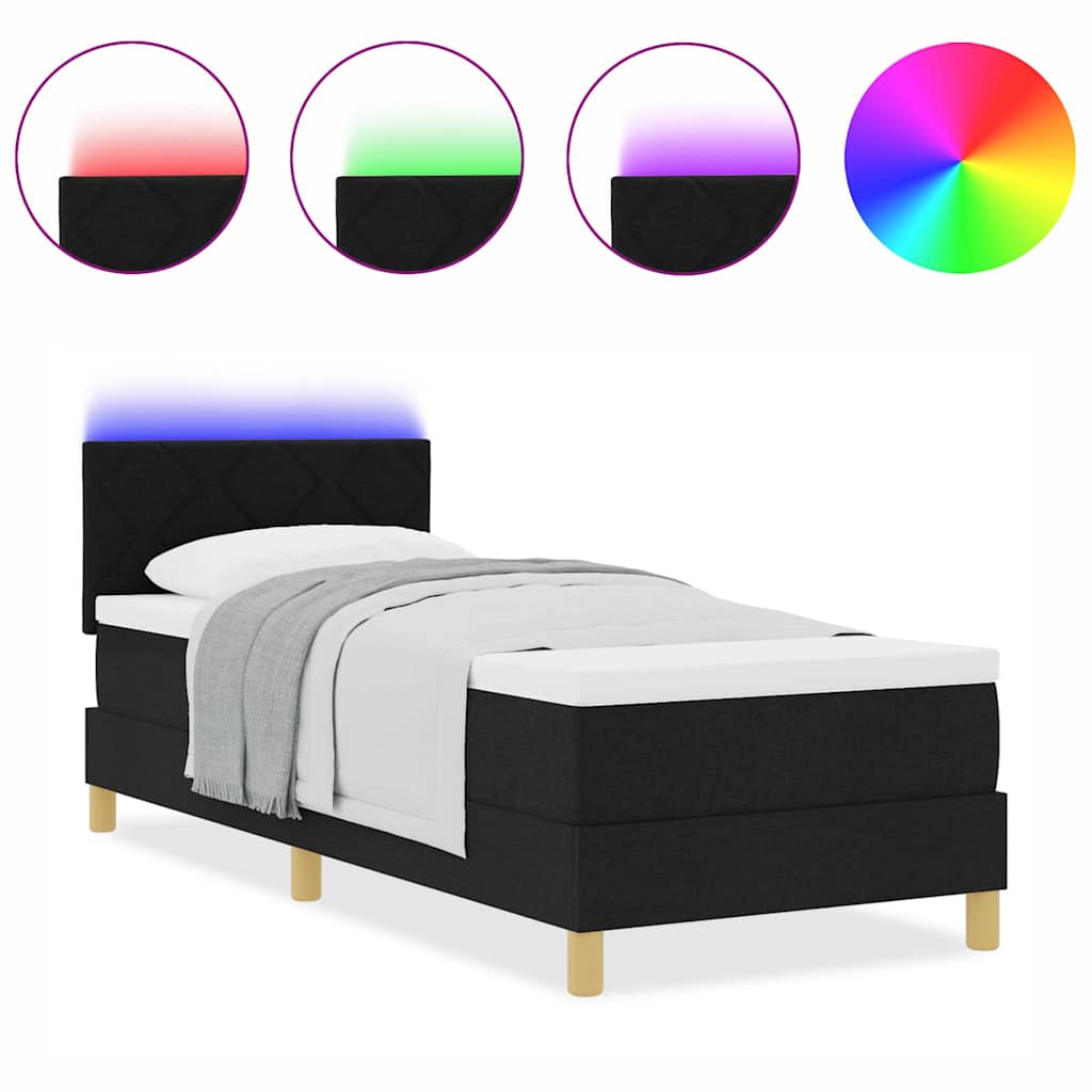 Boxspringbett mit Matratze Schwarz 80 x 200 cm Stoff