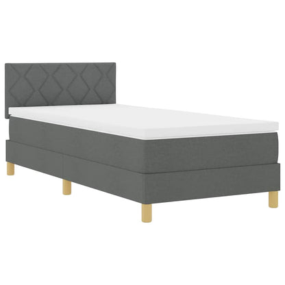 LED Boxspringbett mit Kopfteil Dunkelgrau 90 x 200 cm Stoff