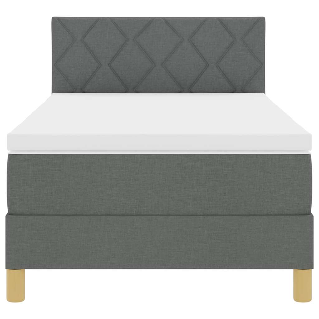 LED Boxspringbett mit Kopfteil Dunkelgrau 90 x 200 cm Stoff