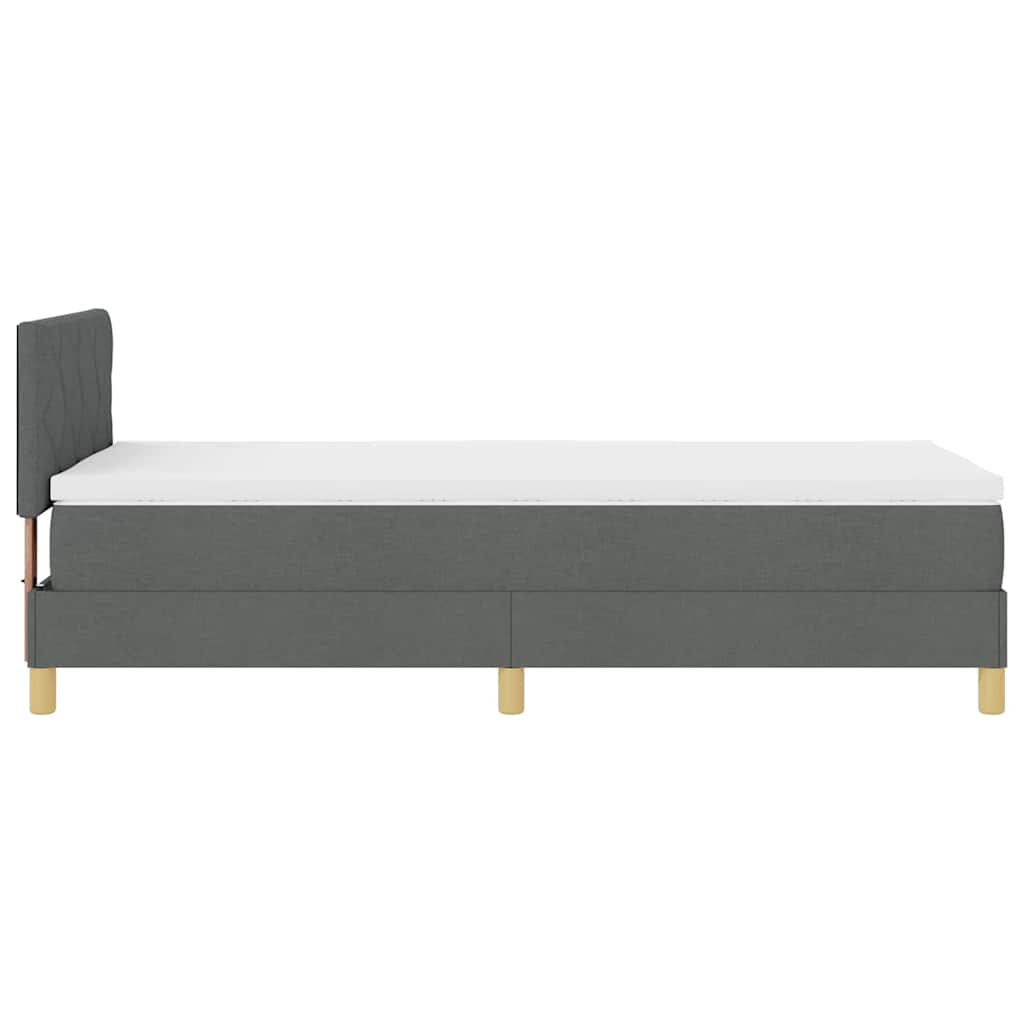 LED Boxspringbett mit Kopfteil Dunkelgrau 90 x 200 cm Stoff