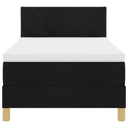 LED Boxspringbett mit Kopfteil Schwarz 90 x 200 cm Stoff