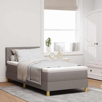 LED Boxspringbett mit Kopfteil Taupe 90 x 200 cm Stoff