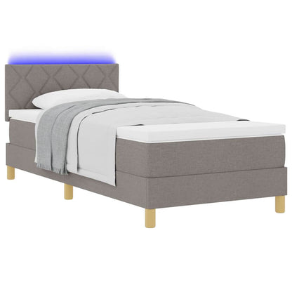 LED Boxspringbett mit Kopfteil Taupe 90 x 200 cm Stoff
