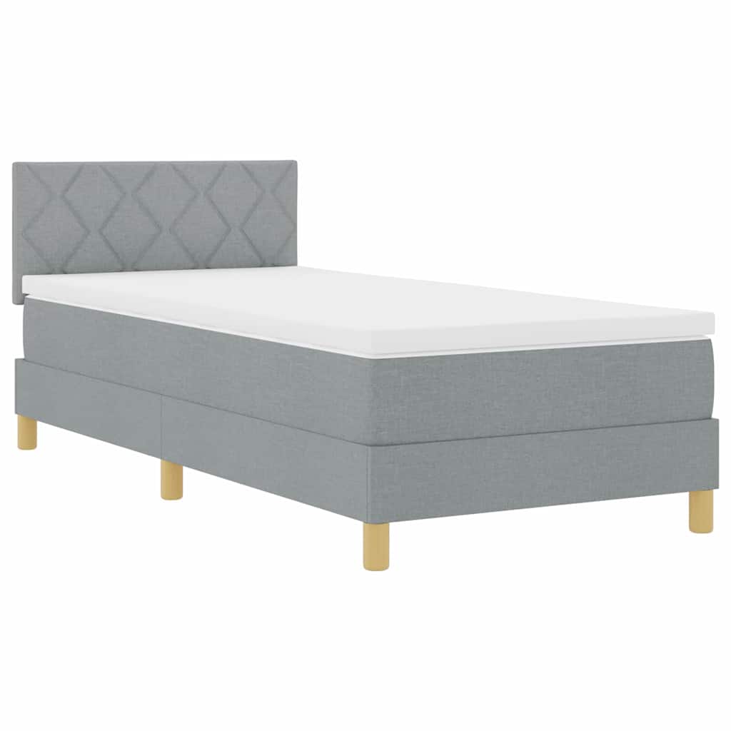 LED Boxspringbett mit Kopfteil Hellgrau 100 x 200 cm Stoff