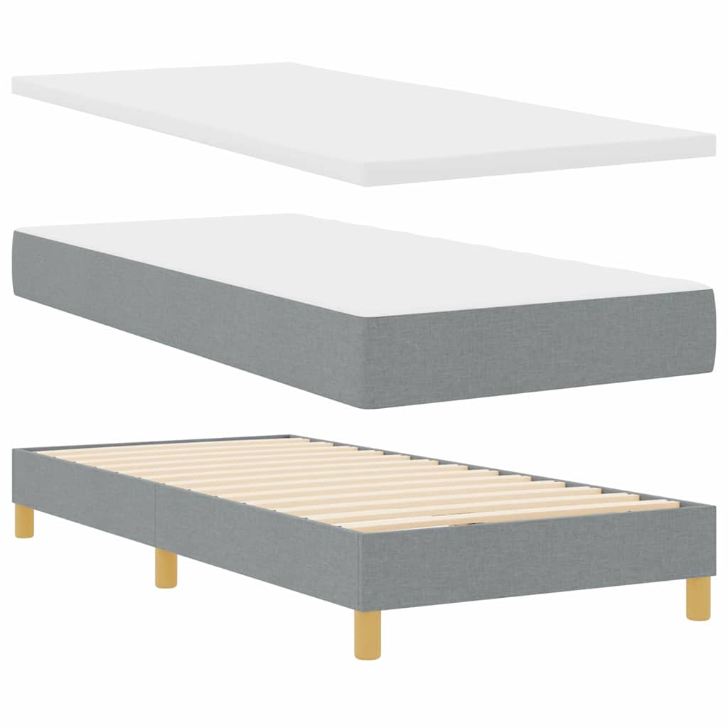 LED Boxspringbett mit Kopfteil Hellgrau 100 x 200 cm Stoff