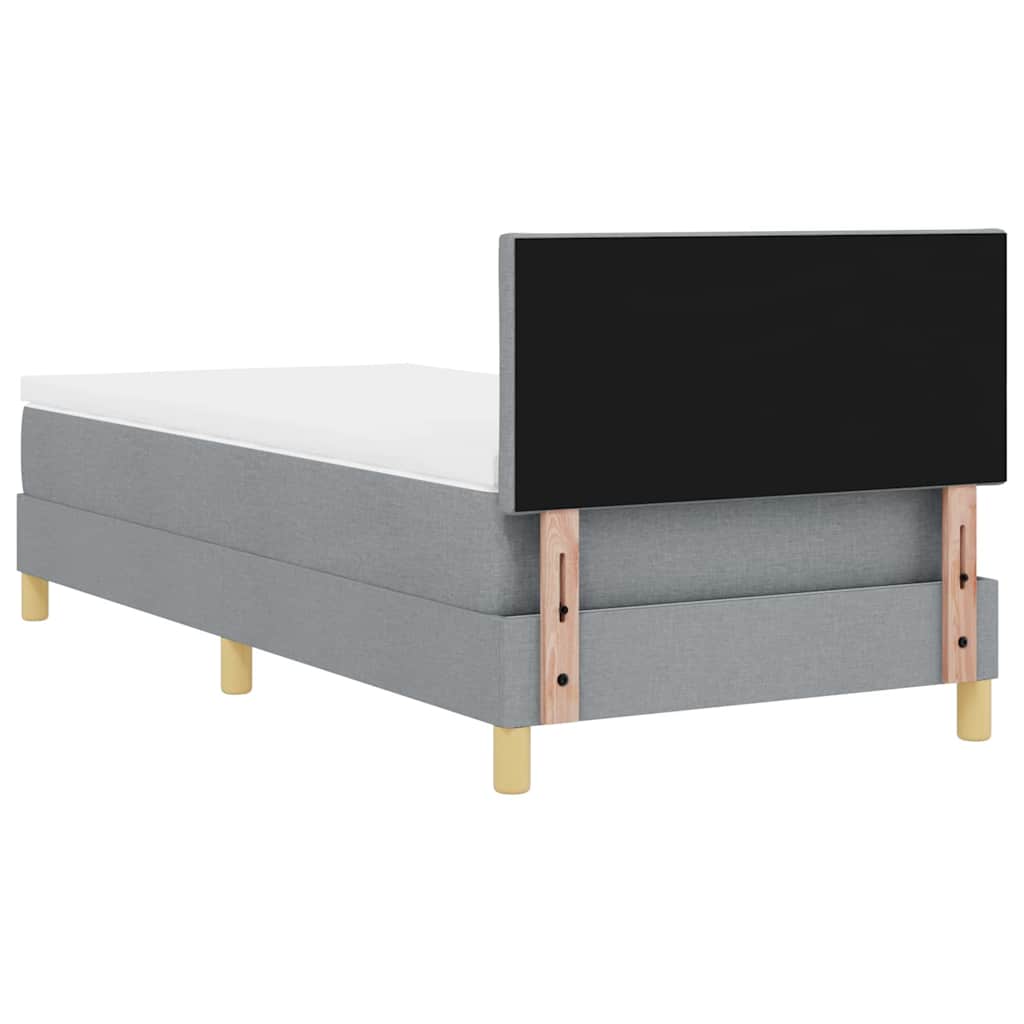 LED Boxspringbett mit Kopfteil Hellgrau 100 x 200 cm Stoff