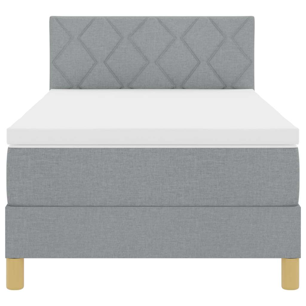 LED Boxspringbett mit Kopfteil Hellgrau 100 x 200 cm Stoff