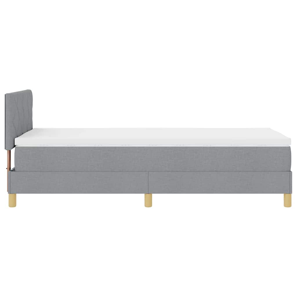 LED Boxspringbett mit Kopfteil Hellgrau 100 x 200 cm Stoff