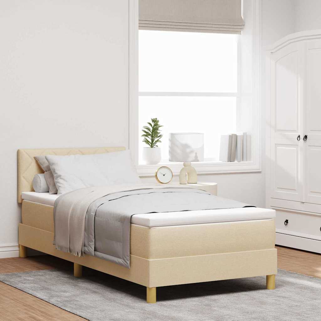 LED Boxspringbett mit Kissen Creme 100 x 200 cm Stoff