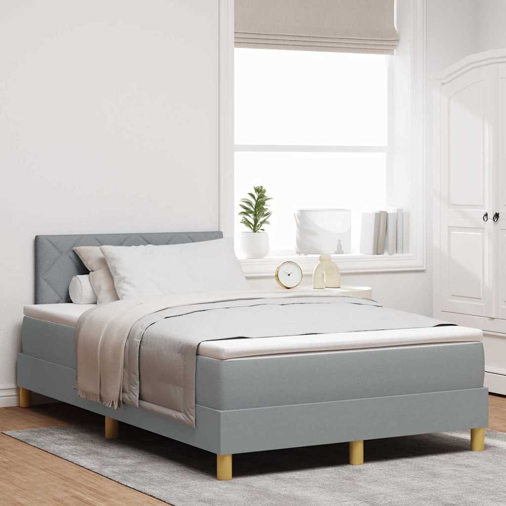 LED Boxspringbett mit Kopfteil Hellgrau 120 x 190 cm Stoff