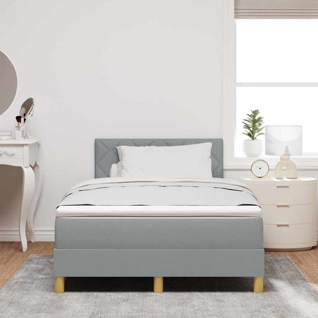 LED Boxspringbett mit Kopfteil Hellgrau 120 x 190 cm Stoff
