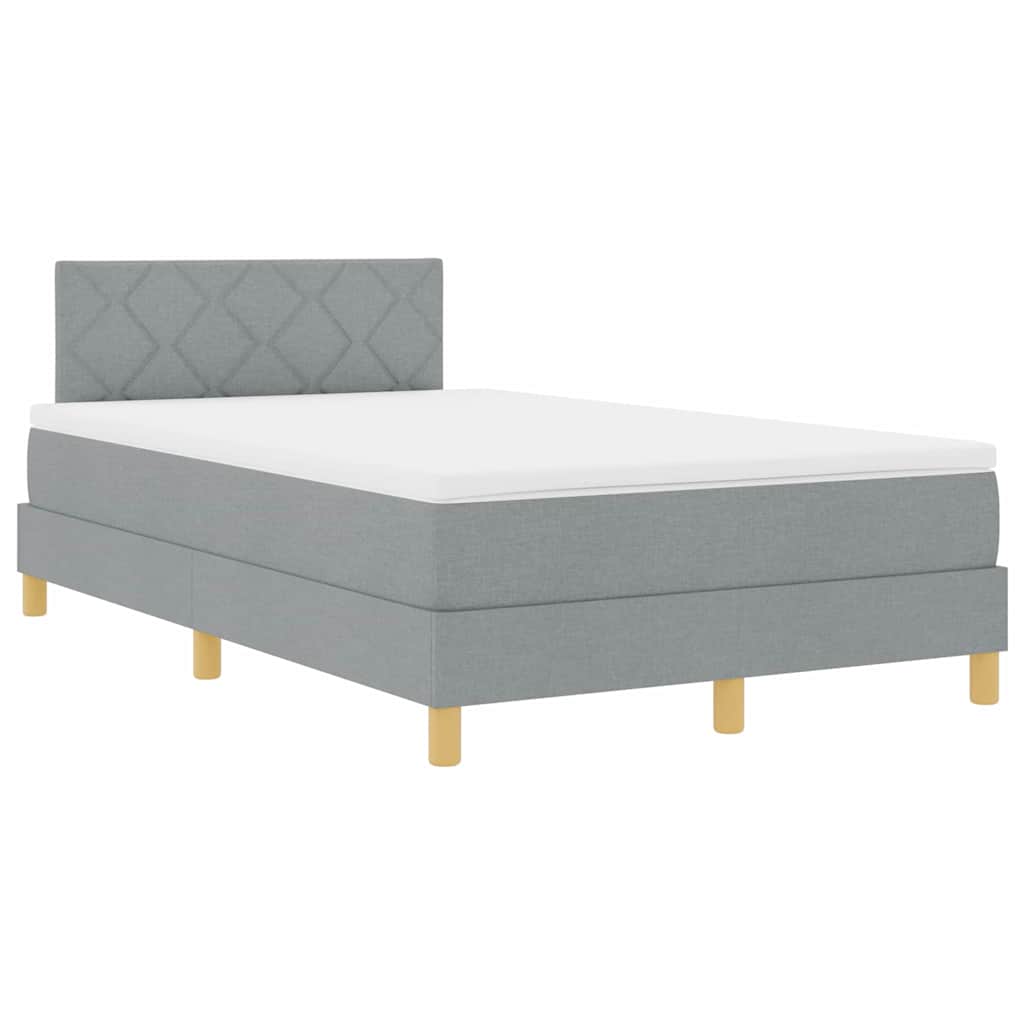 LED Boxspringbett mit Kopfteil Hellgrau 120 x 190 cm Stoff