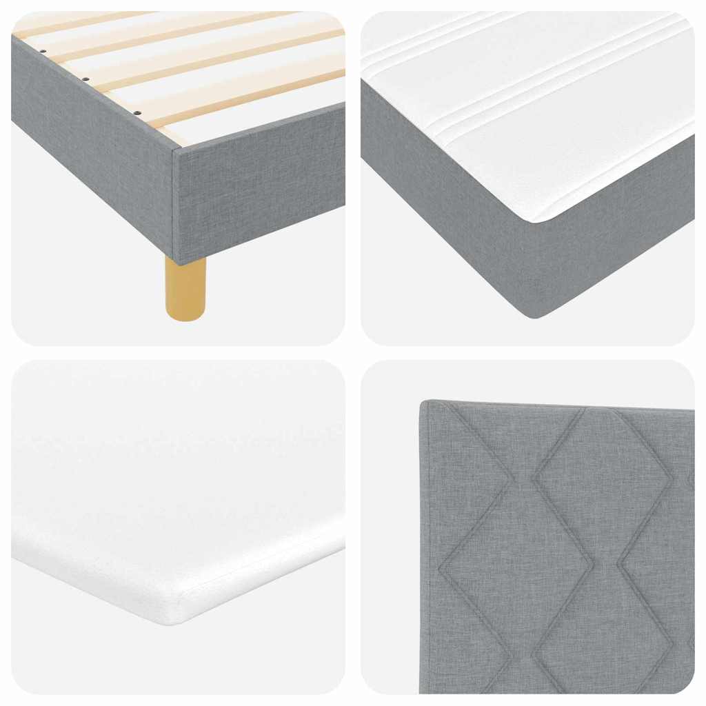 LED Boxspringbett mit Kopfteil Hellgrau 140 x 190 cm Stoff