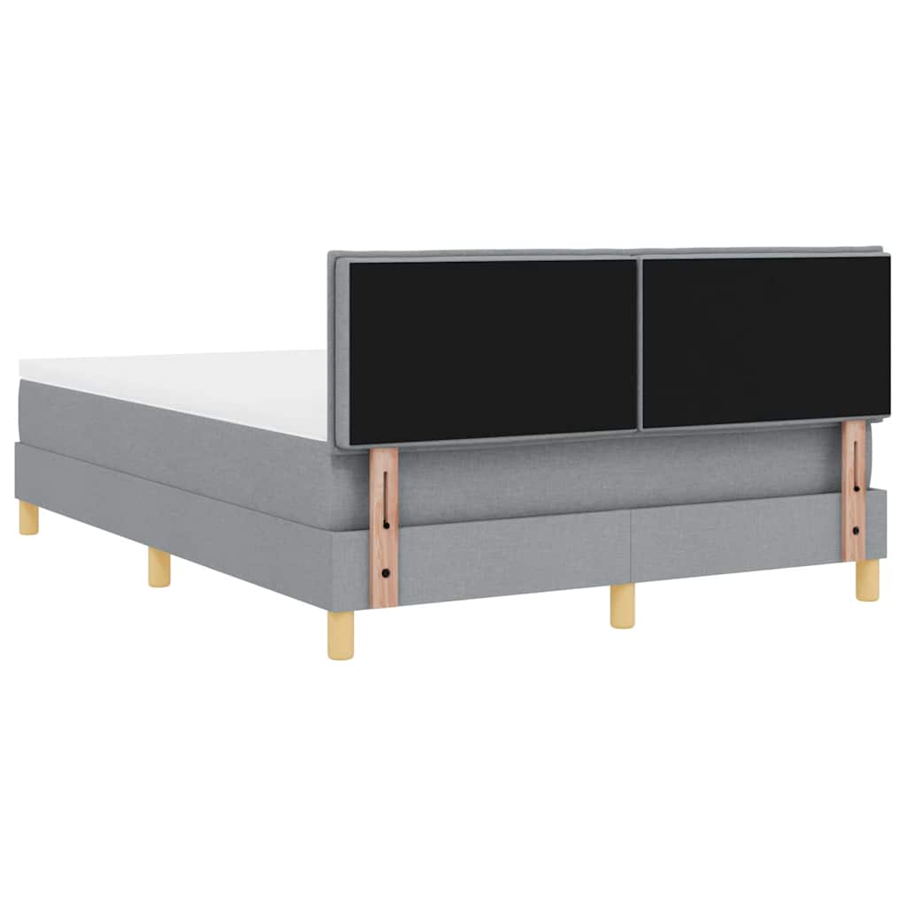 LED Boxspringbett mit Kopfteil Hellgrau 140 x 190 cm Stoff