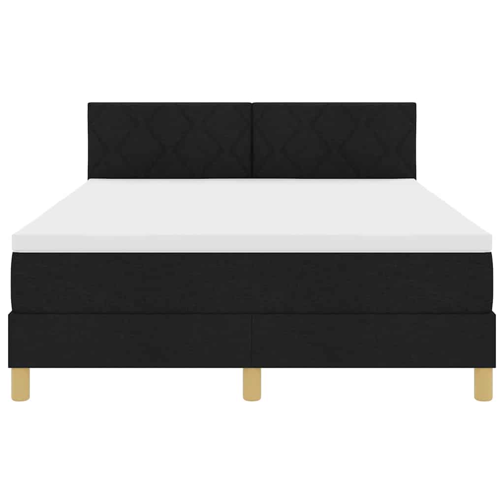 LED Boxspringbett mit Kopfteil Schwarz 140 x 190 cm Stoff