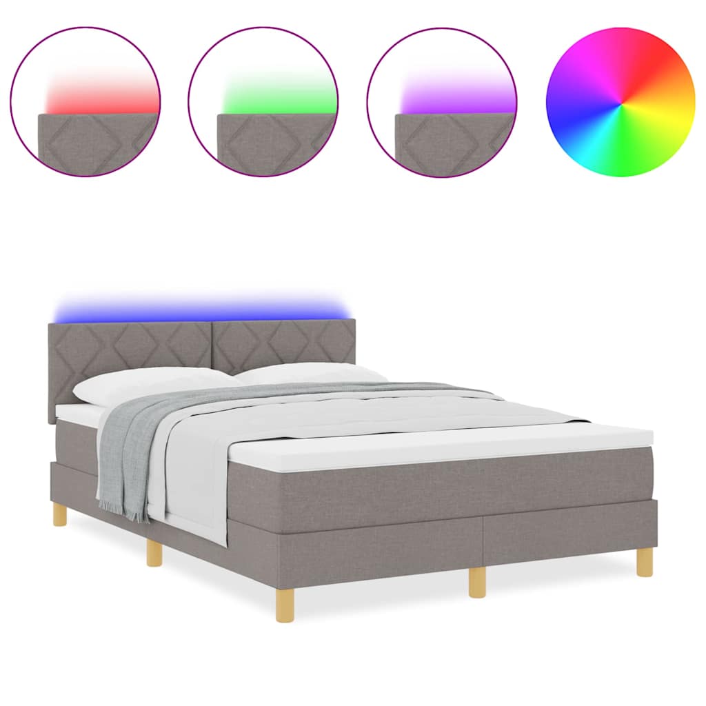 Boxspringbett mit Matratze Taupe 140 x 190 cm Stoff