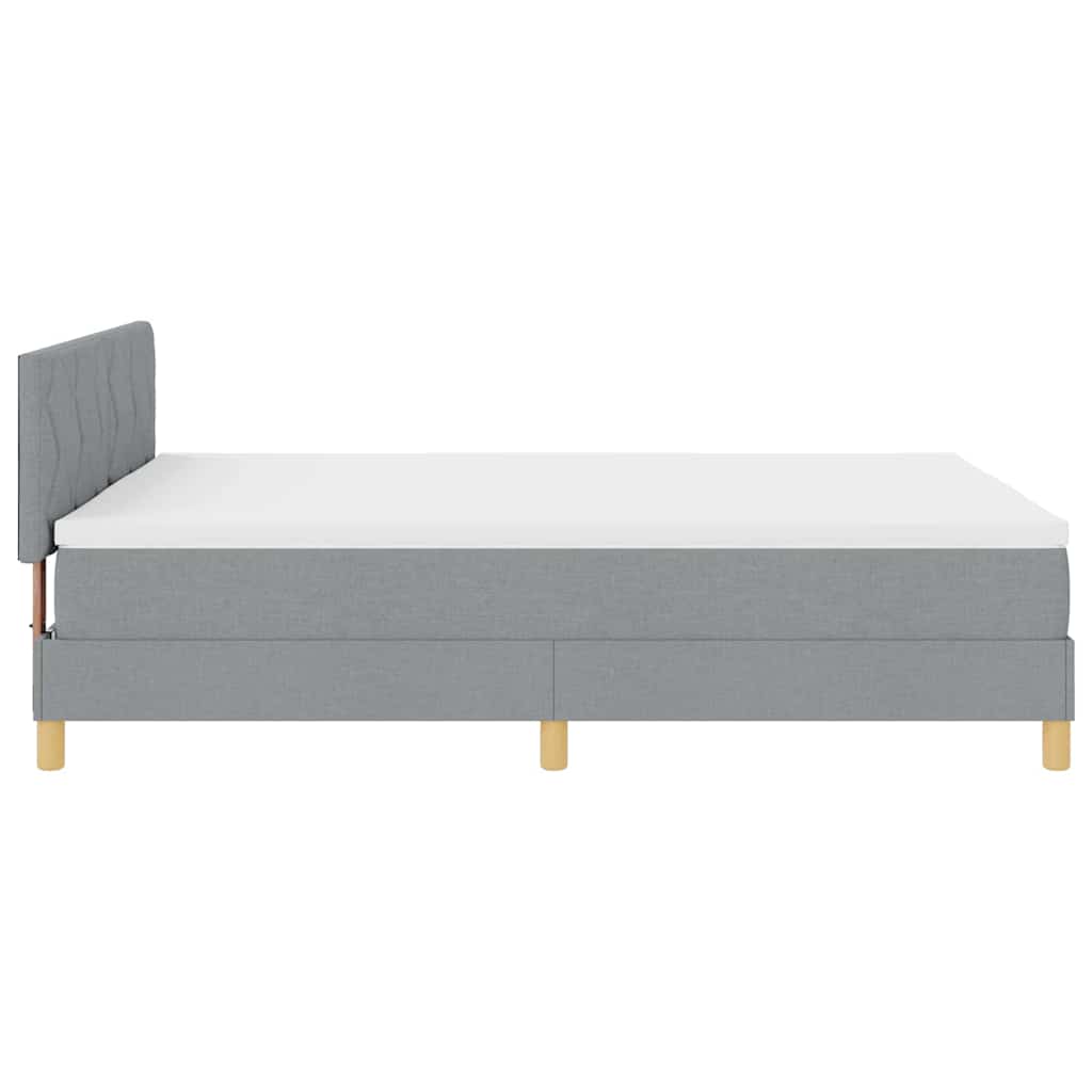 LED Boxspringbett mit Kopfteil Hellgrau 140 x 200 cm Stoff