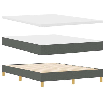 LED Boxspringbett mit Kopfteil Dunkelgrau 140 x 200 cm Stoff
