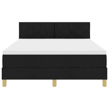 LED Boxspringbett mit Kopfteil Schwarz 160 x 200 cm Stoff