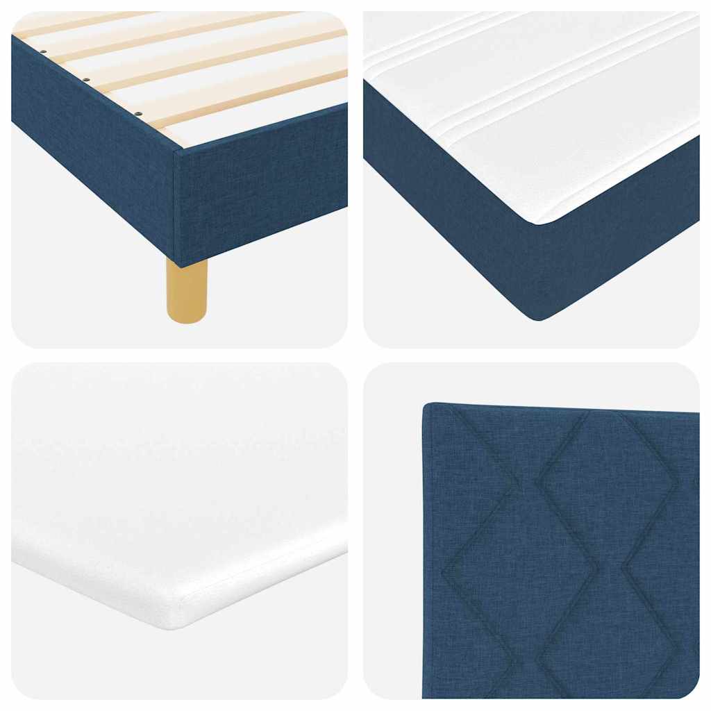 LED Boxspringbett mit Kissen Blau 160 x 200 cm Stoff