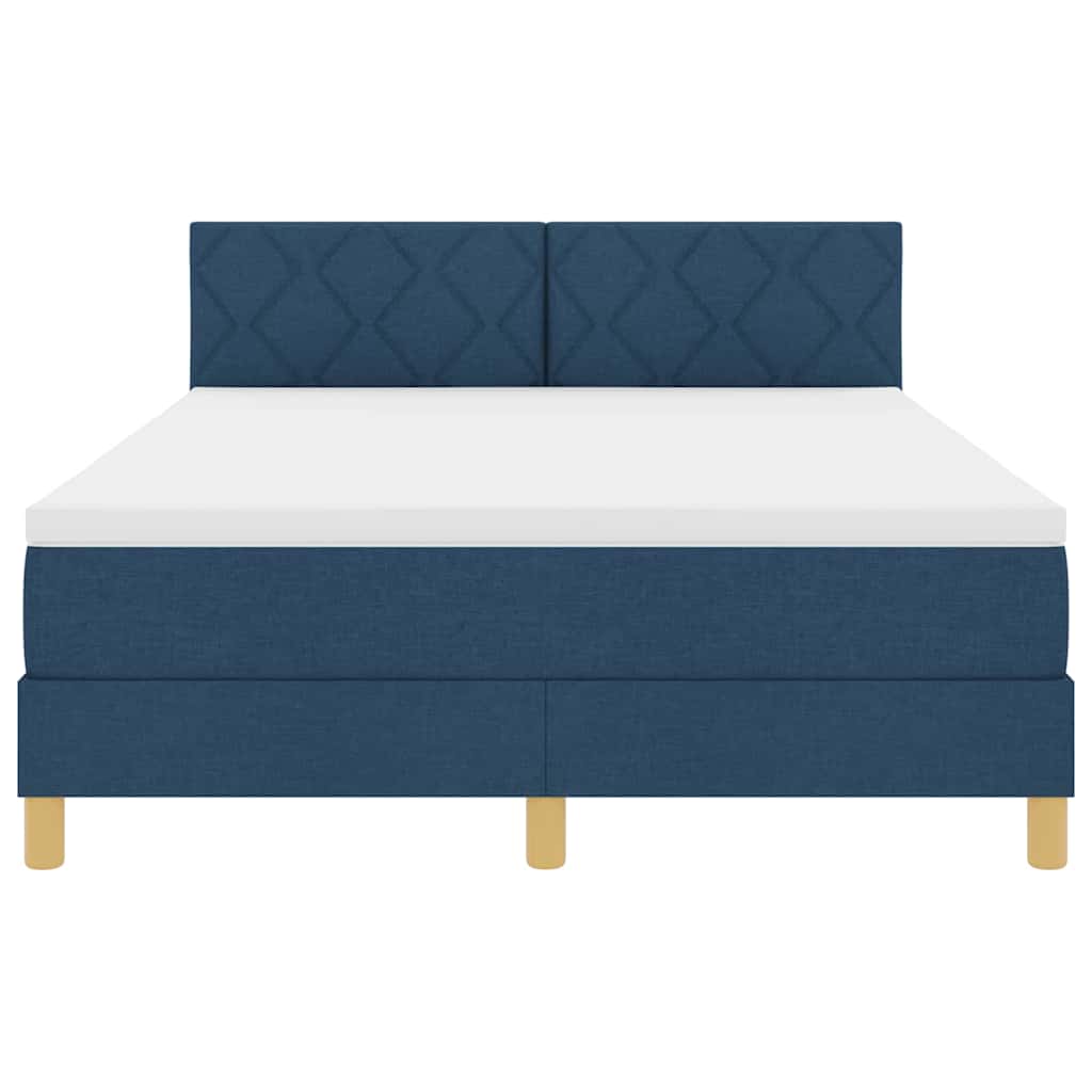 LED Boxspringbett mit Kissen Blau 160 x 200 cm Stoff