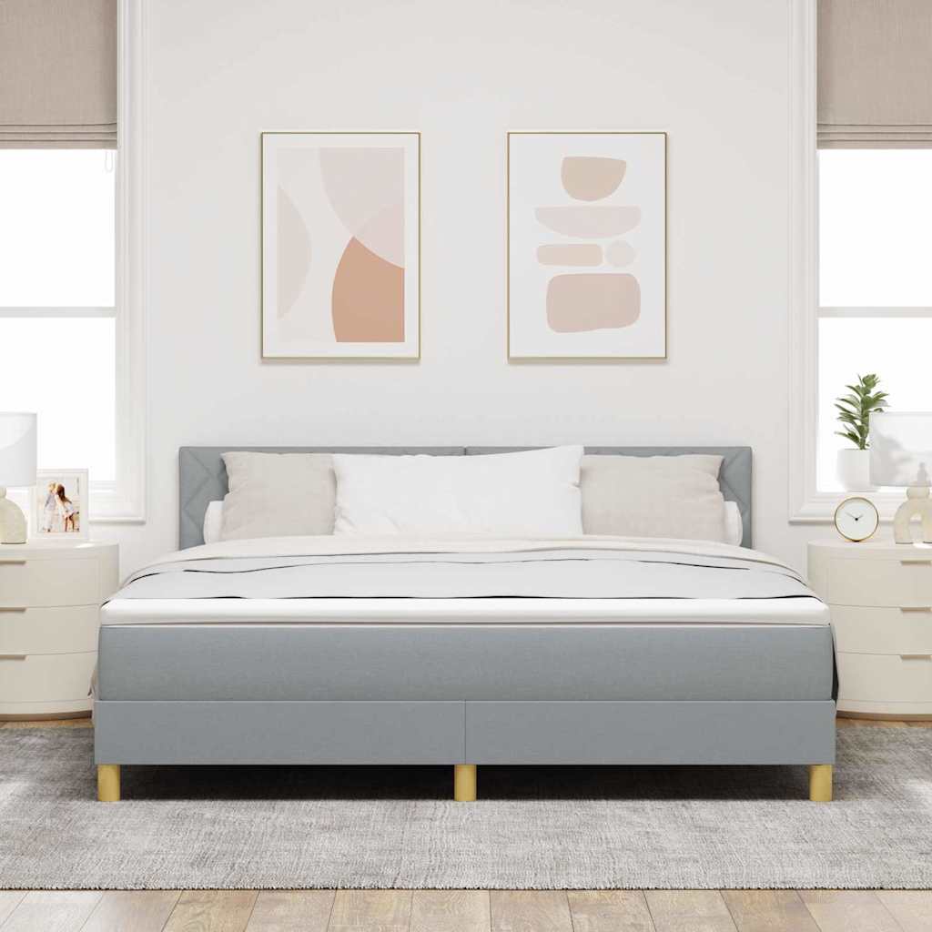 LED Boxspringbett mit Kopfteil Hellgrau 180 x 200 cm Stoff