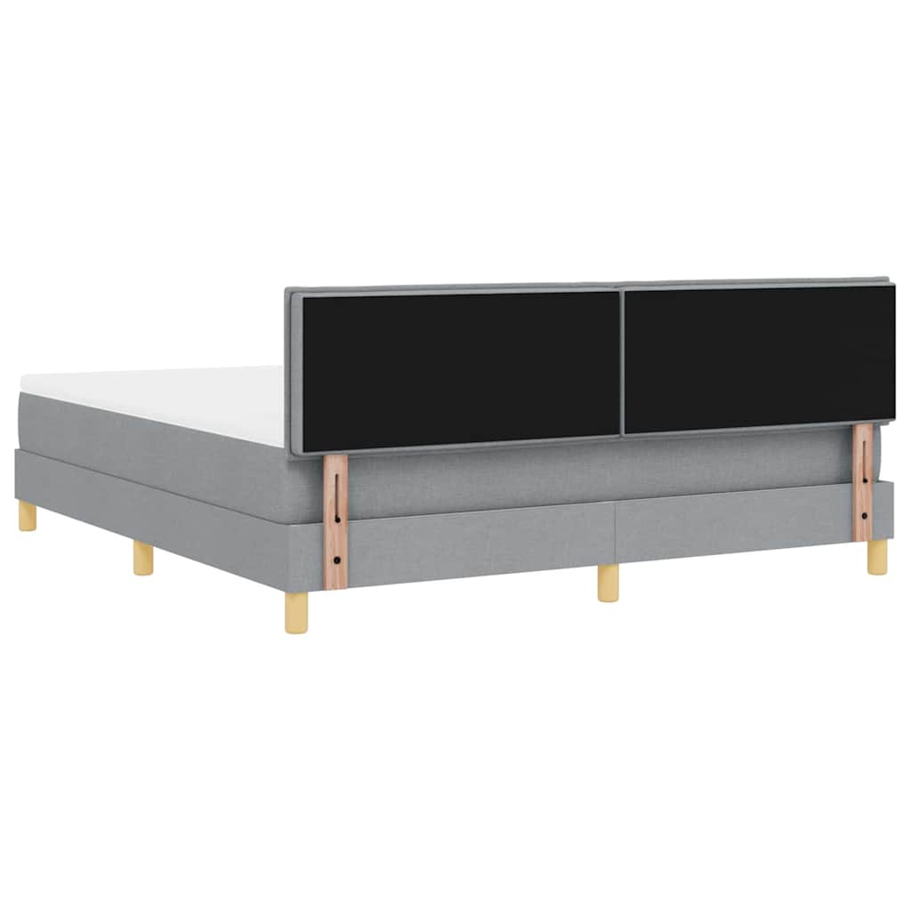 LED Boxspringbett mit Kopfteil Hellgrau 180 x 200 cm Stoff