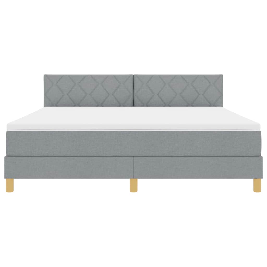 LED Boxspringbett mit Kopfteil Hellgrau 180 x 200 cm Stoff