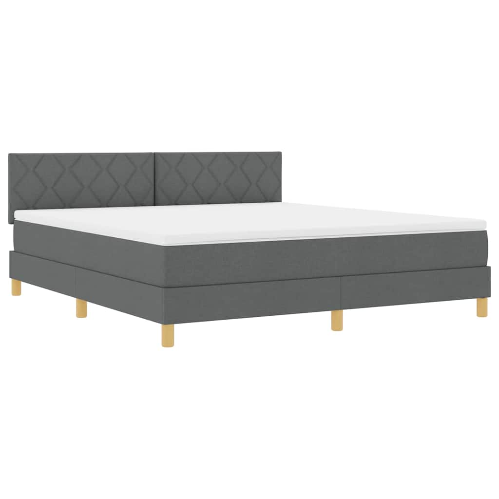 LED Boxspringbett mit Kopfteil Dunkelgrau 180 x 200 cm Stoff