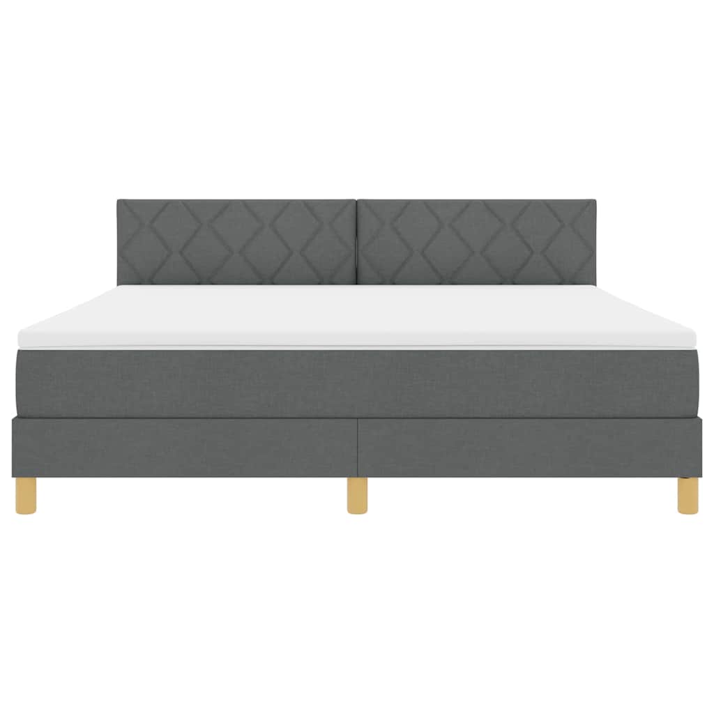 LED Boxspringbett mit Kopfteil Dunkelgrau 180 x 200 cm Stoff