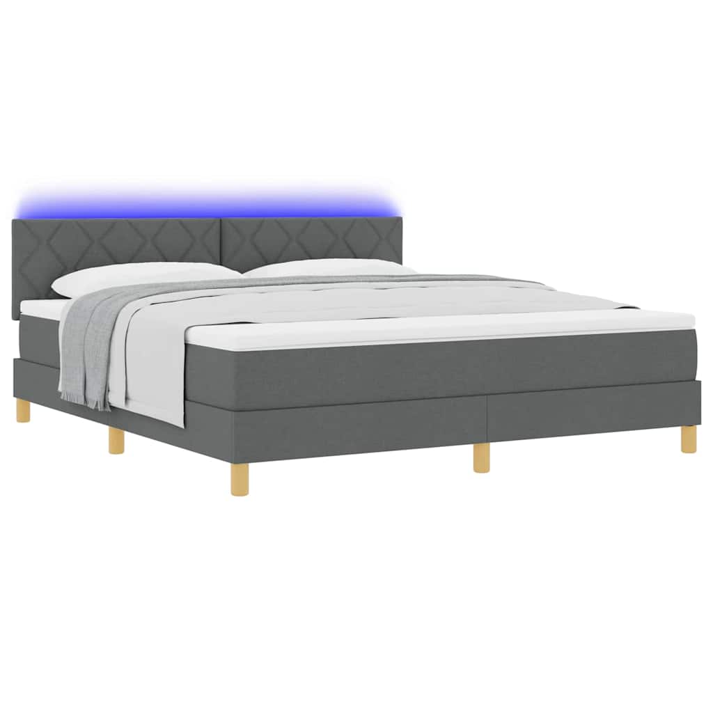 LED Boxspringbett mit Kopfteil Dunkelgrau 180 x 200 cm Stoff