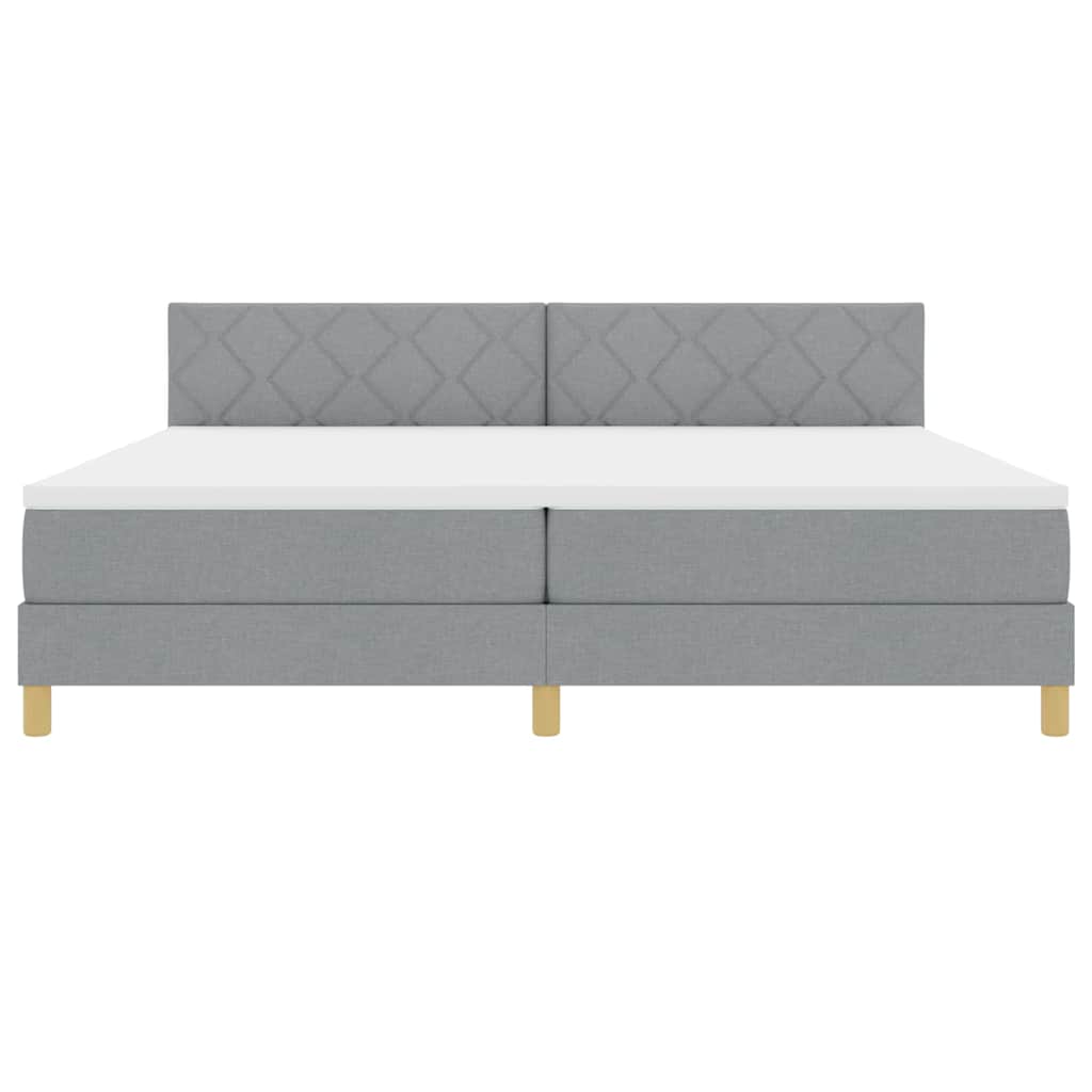 LED Boxspringbett mit Kopfteil Hellgrau 200 x 200 cm Stoff