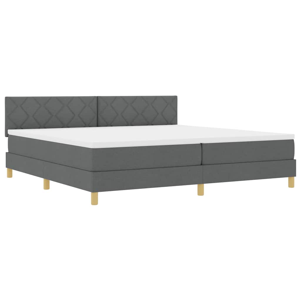 LED Boxspringbett mit Kopfteil Dunkelgrau 200 x 200 cm Stoff