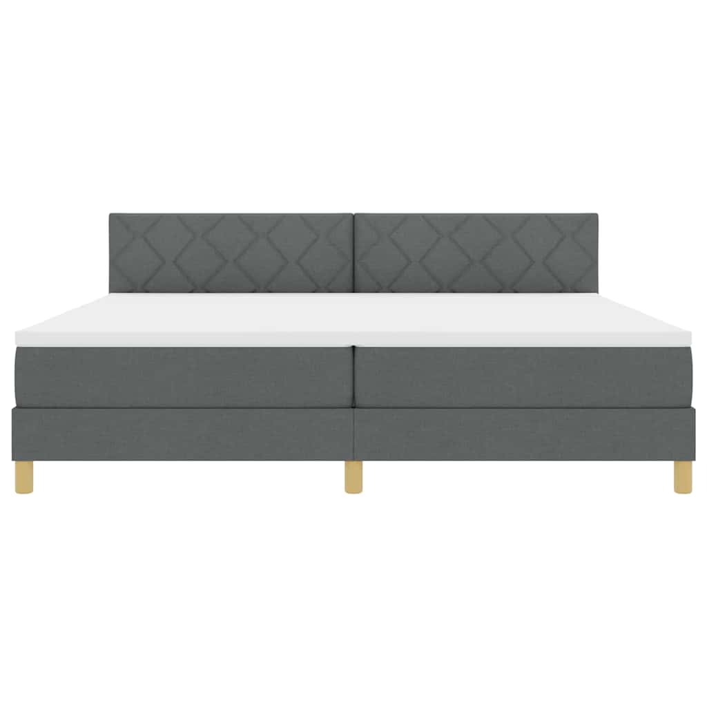 LED Boxspringbett mit Kopfteil Dunkelgrau 200 x 200 cm Stoff