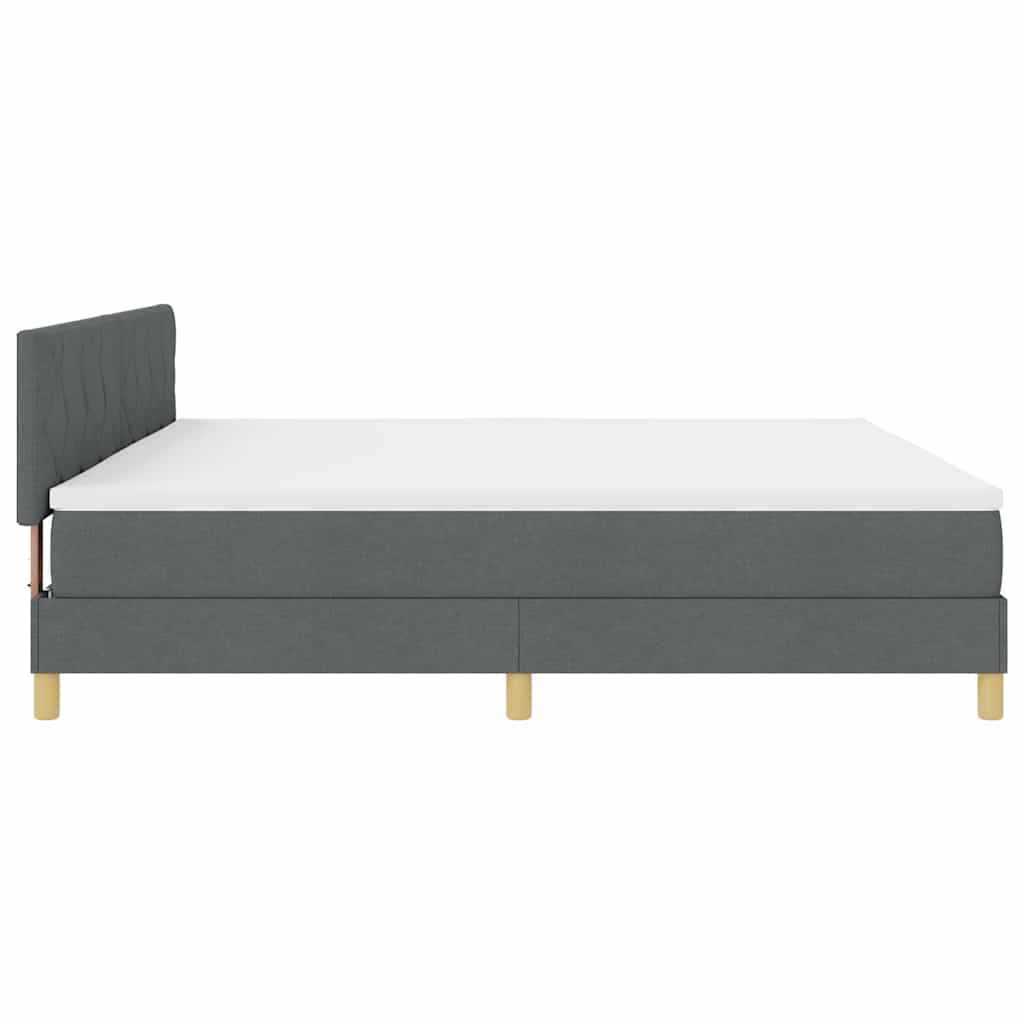 LED Boxspringbett mit Kopfteil Dunkelgrau 200 x 200 cm Stoff