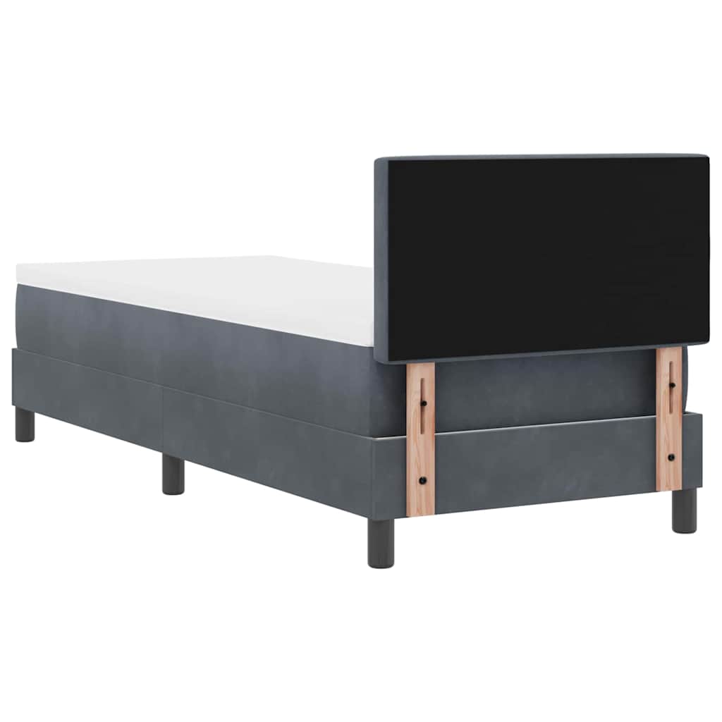 LED Boxspringbett mit Matratze Dunkelgrau 80 x 200 cm Samt