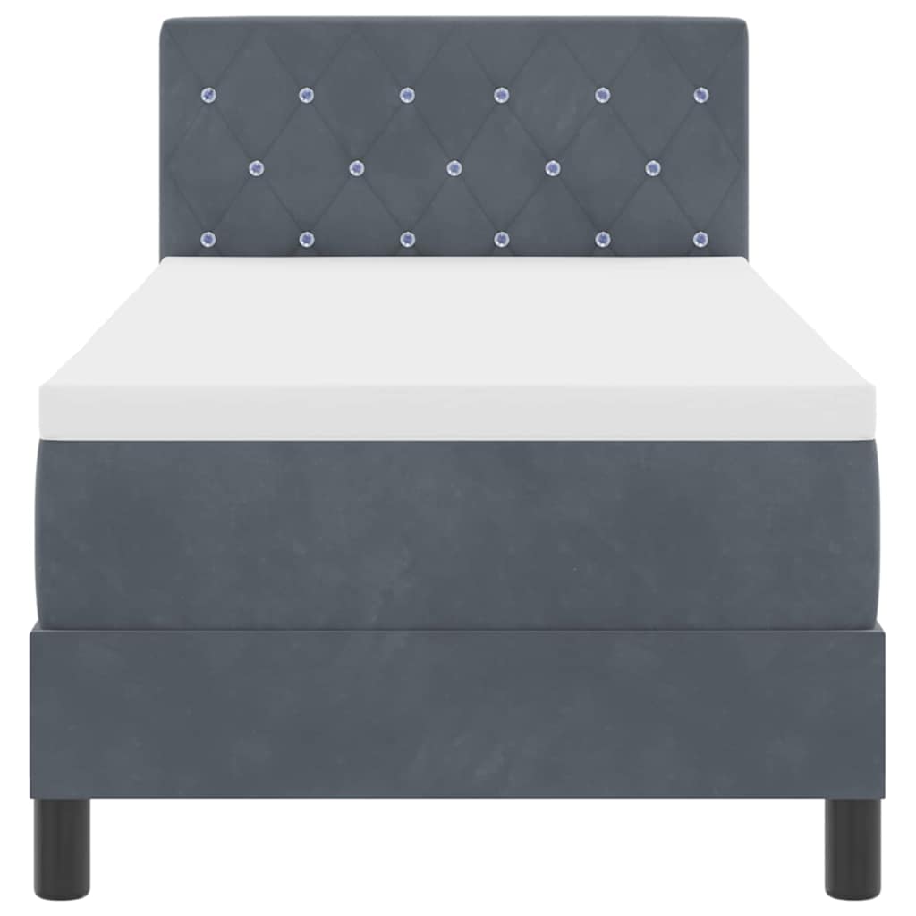 LED Boxspringbett mit Matratze Dunkelgrau 80 x 200 cm Samt