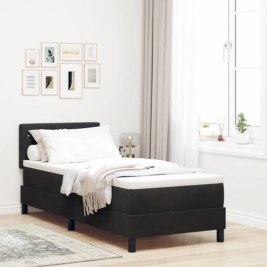 Boxspringbett mit Matratze Schwarz 80 x 200 cm Samt
