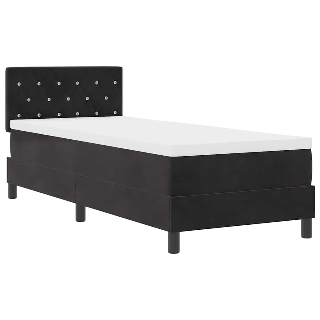 Boxspringbett mit Matratze Schwarz 80 x 200 cm Samt