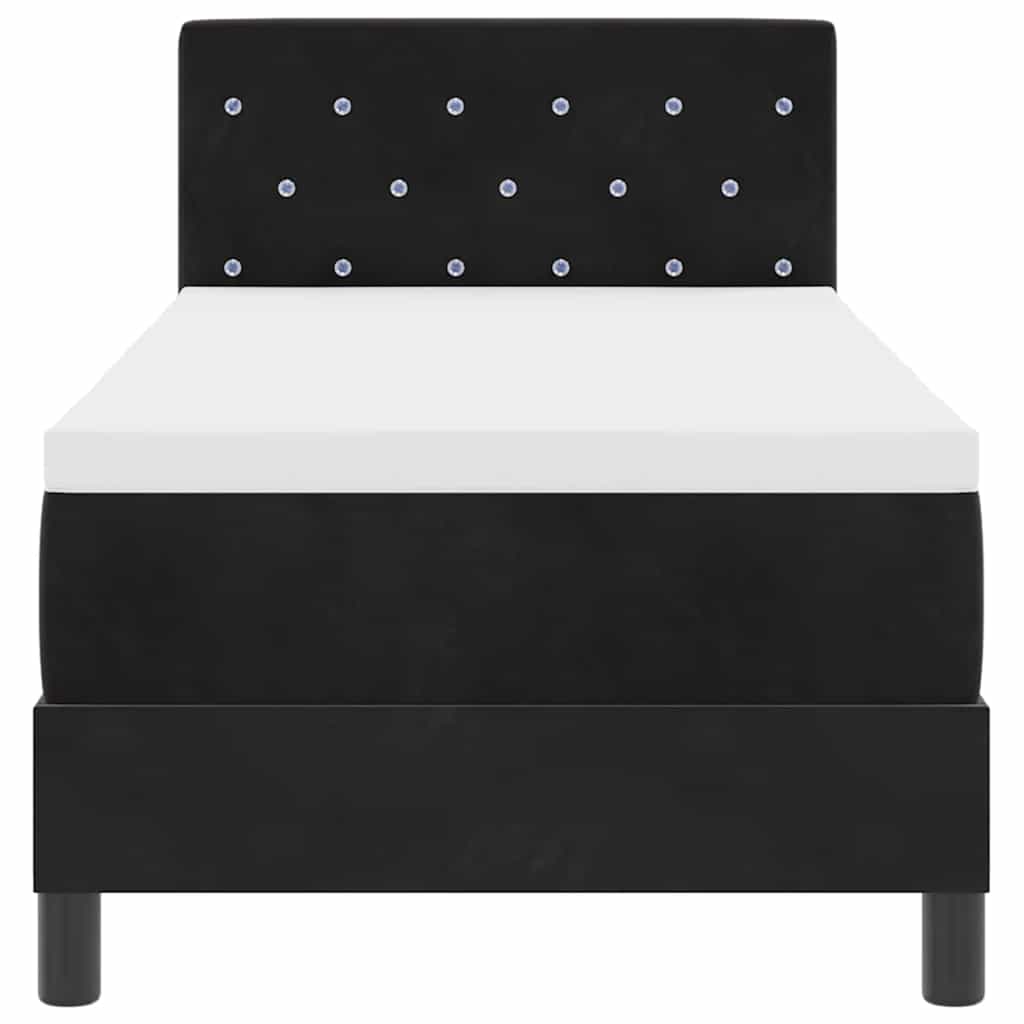 Boxspringbett mit Matratze Schwarz 80 x 200 cm Samt
