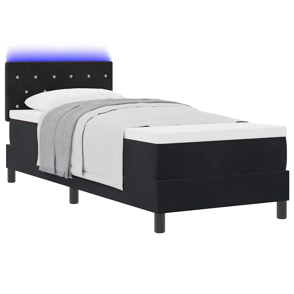 Boxspringbett mit Matratze Schwarz 80 x 200 cm Samt