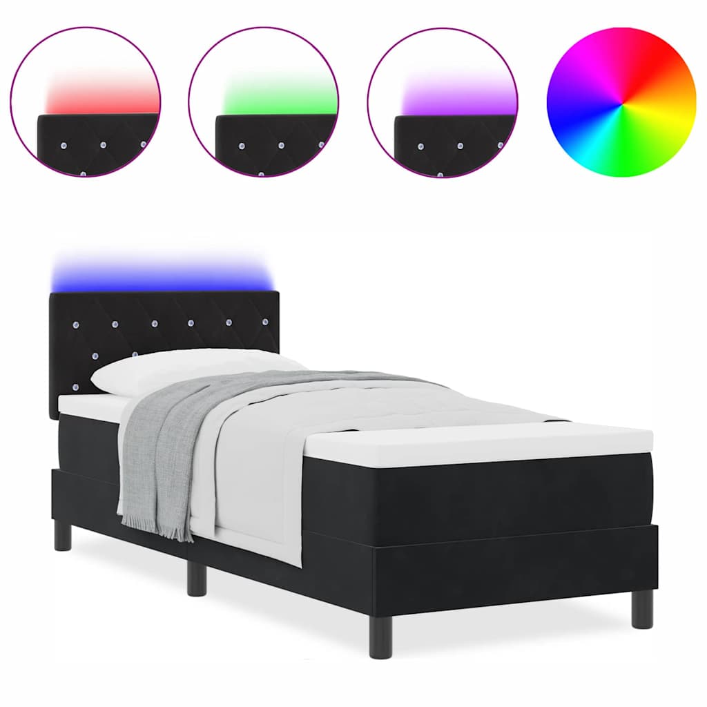 Boxspringbett mit Matratze Schwarz 80 x 200 cm Samt