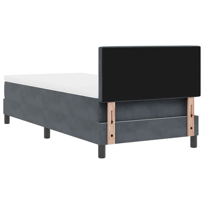 LED Boxspringbett mit Matratze Dunkelgrau 90 x 190 cm Samt