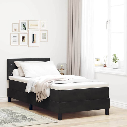 Boxspringbett mit Matratze Schwarz 90 x 190 cm Samt