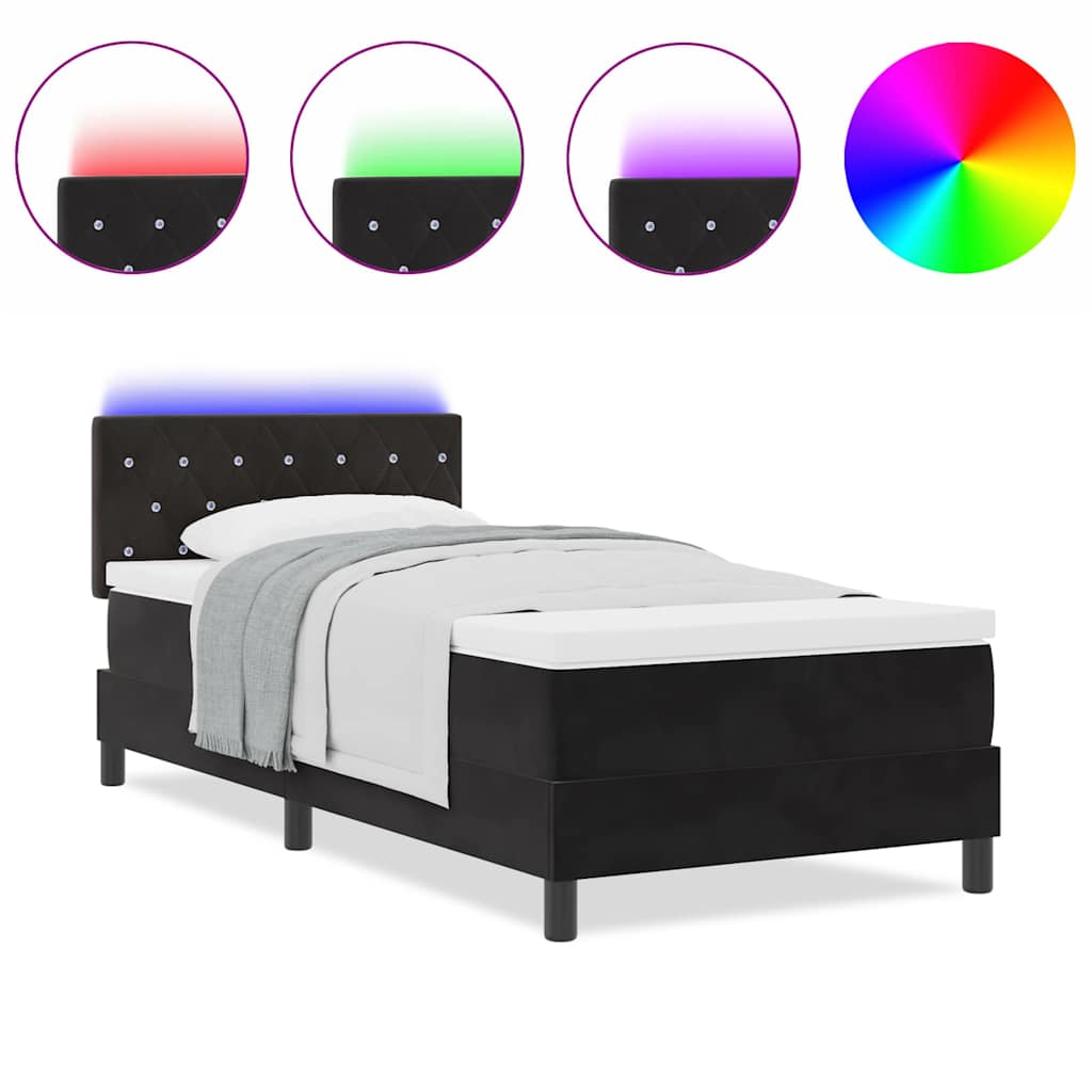 Boxspringbett mit Matratze Schwarz 90 x 190 cm Samt
