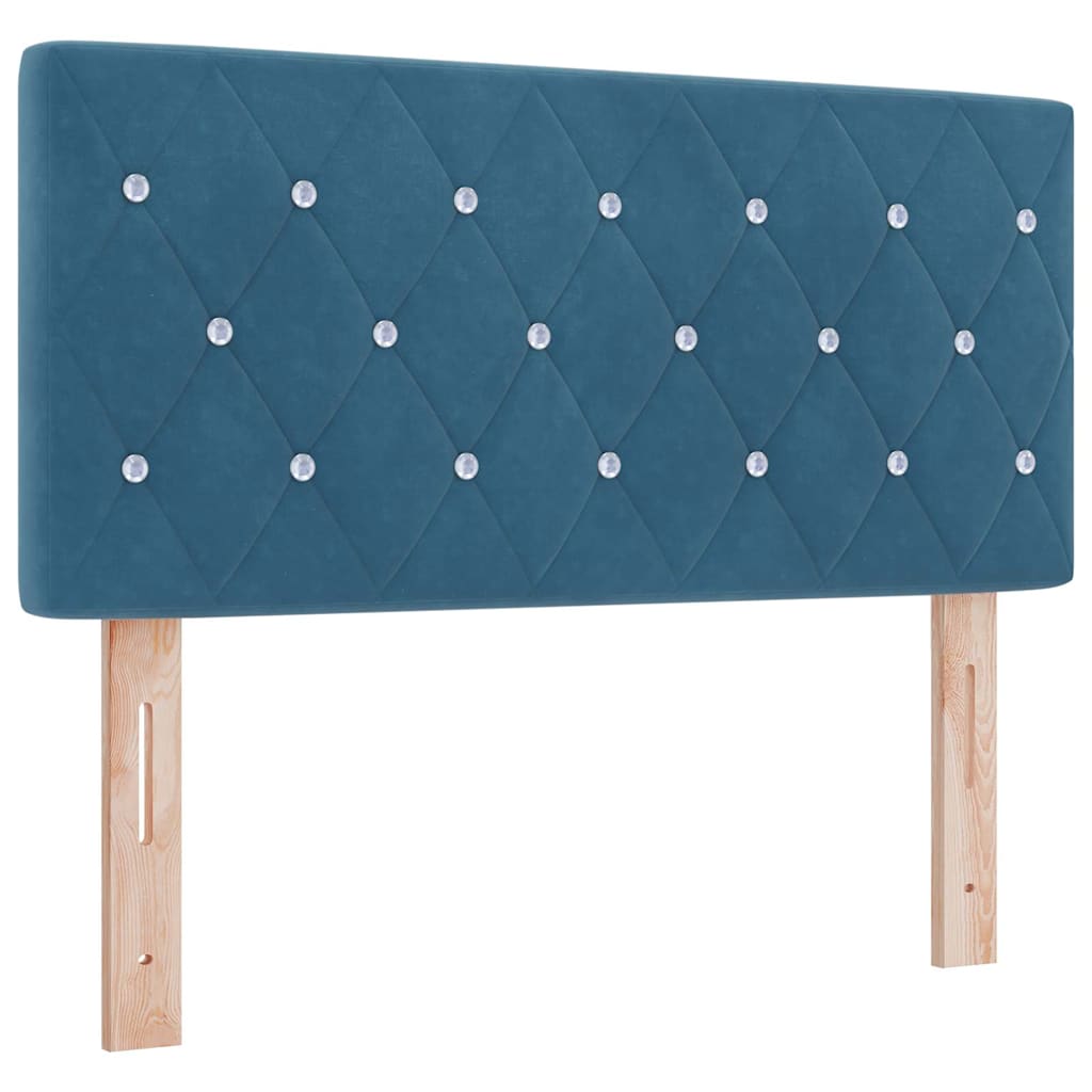 LED Boxspringbett mit Matratze Dunkelblau 90 x 190 cm Samt
